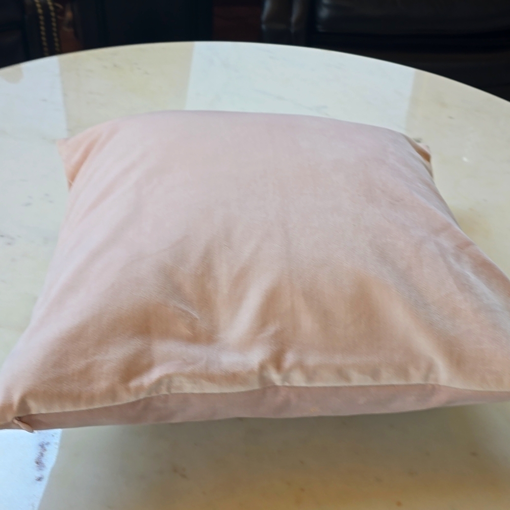 Pastel Blush Pink Velvet Pillow With Cover - Picture 3 of 4